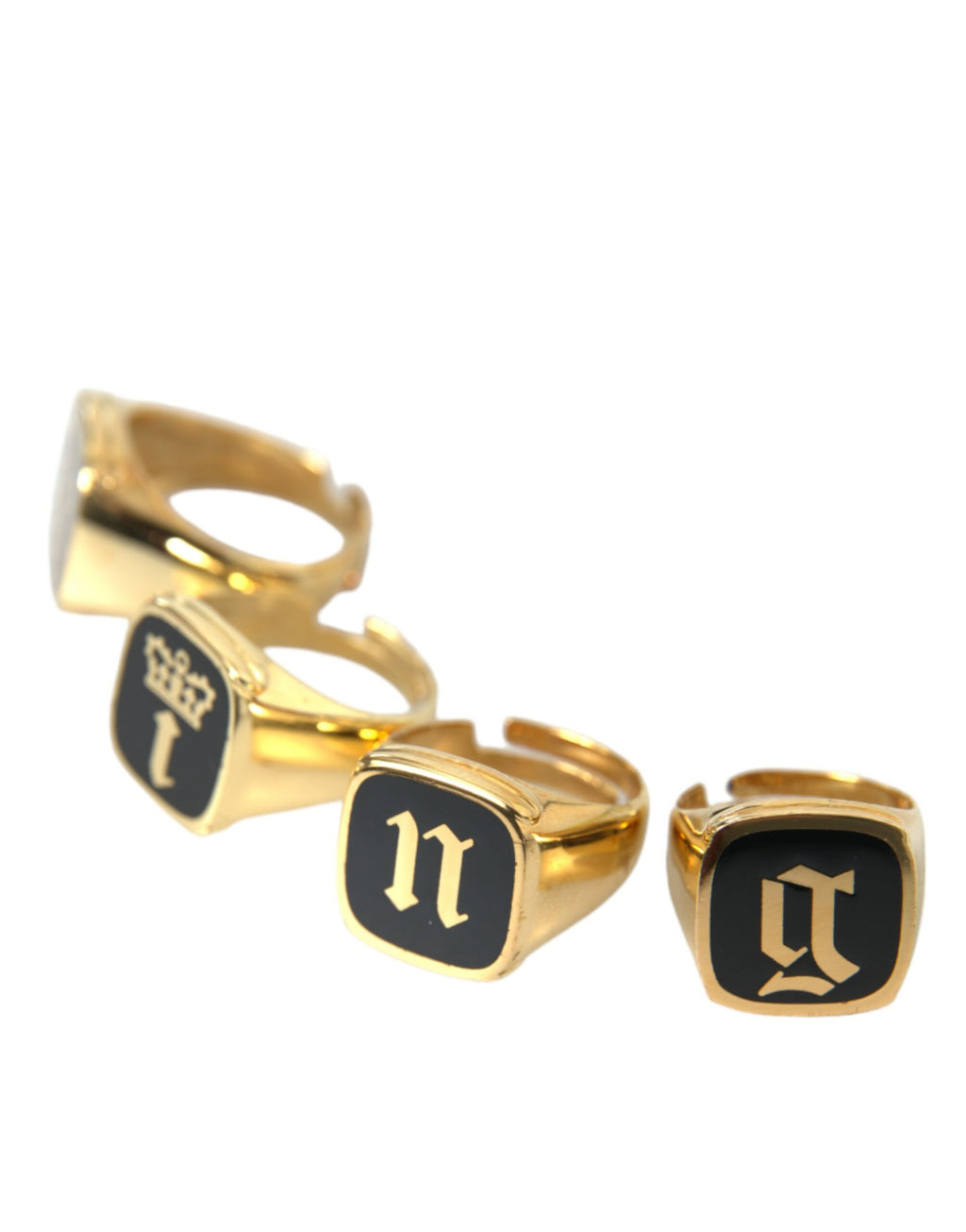 Gold Messing KING Emaille Set mit 4 Ringen
