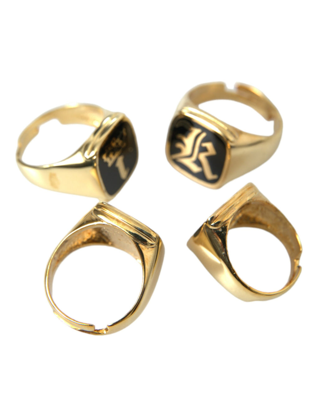 Gold Messing KING Emaille Set mit 4 Ringen