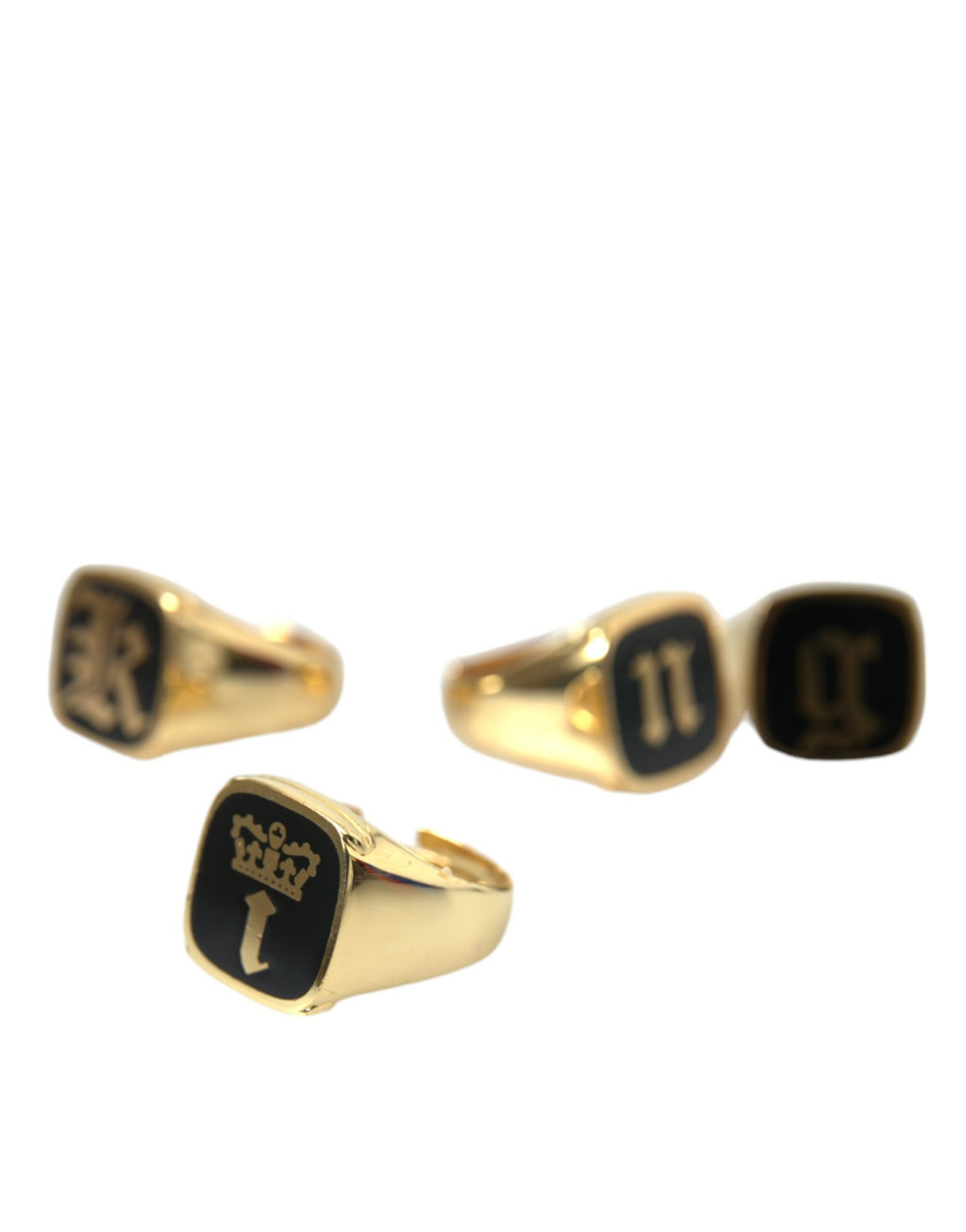 Gold Messing KING Emaille Set mit 4 Ringen