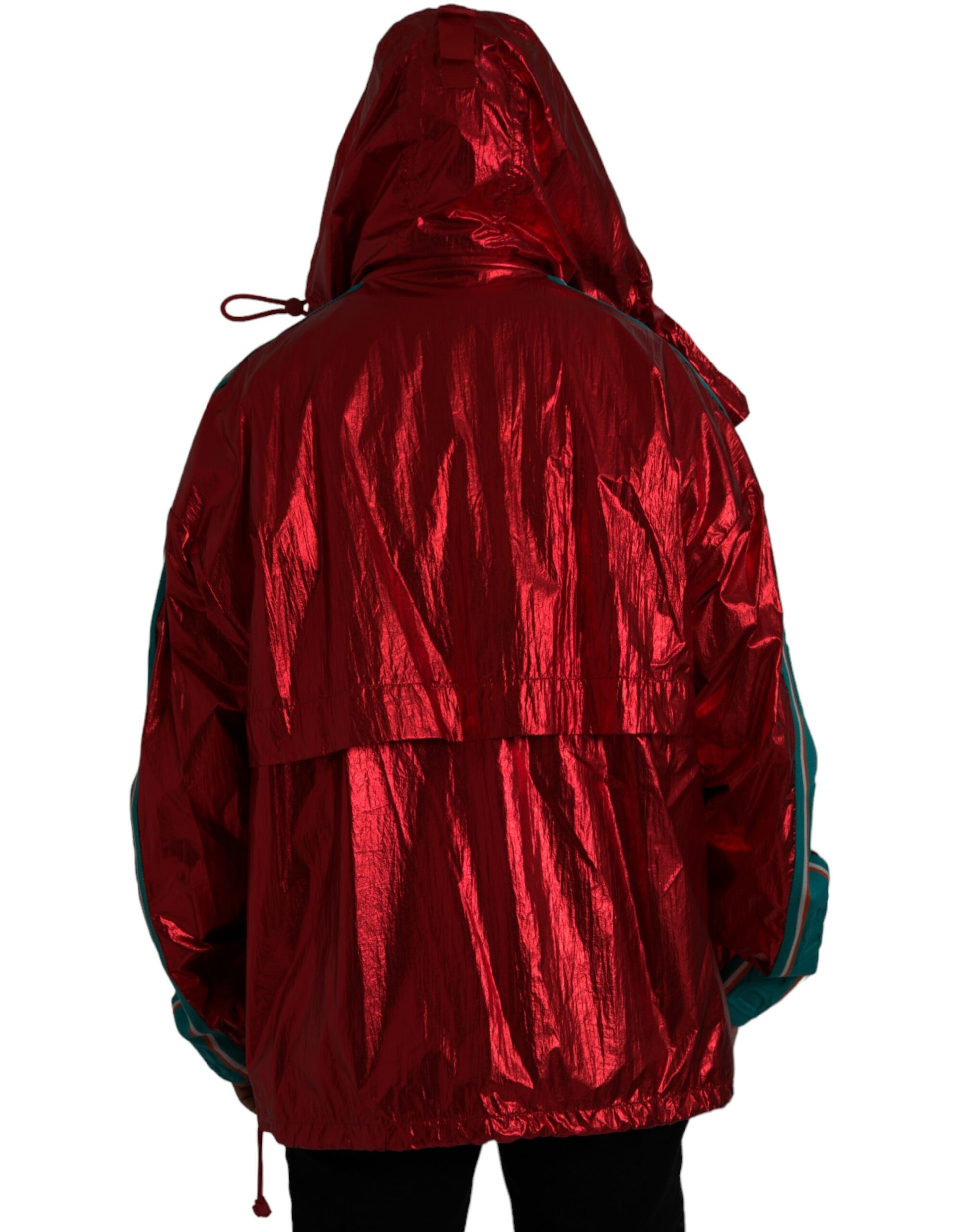 Rote Kapuzenpulloverjacke aus Nylon