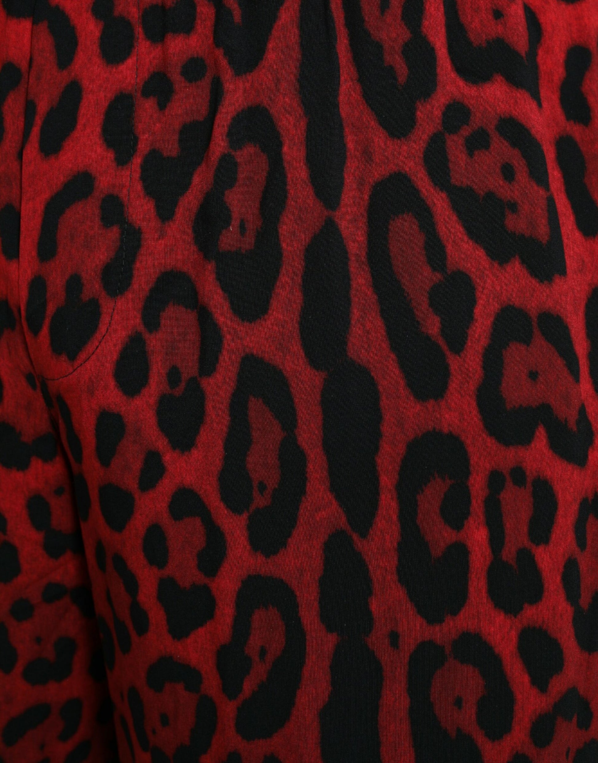 Rote Viskose-Bermudashorts mit Leopardenmuster