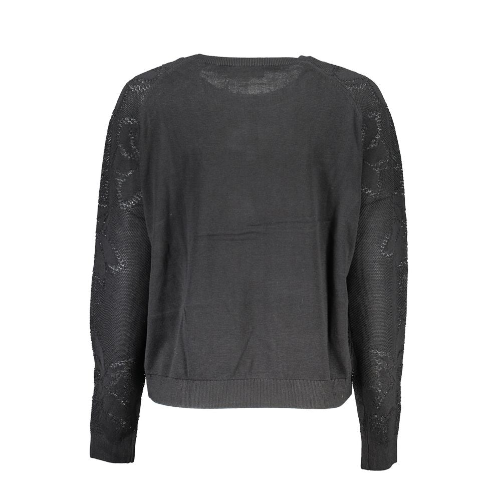 Schwarzer Baumwollpullover