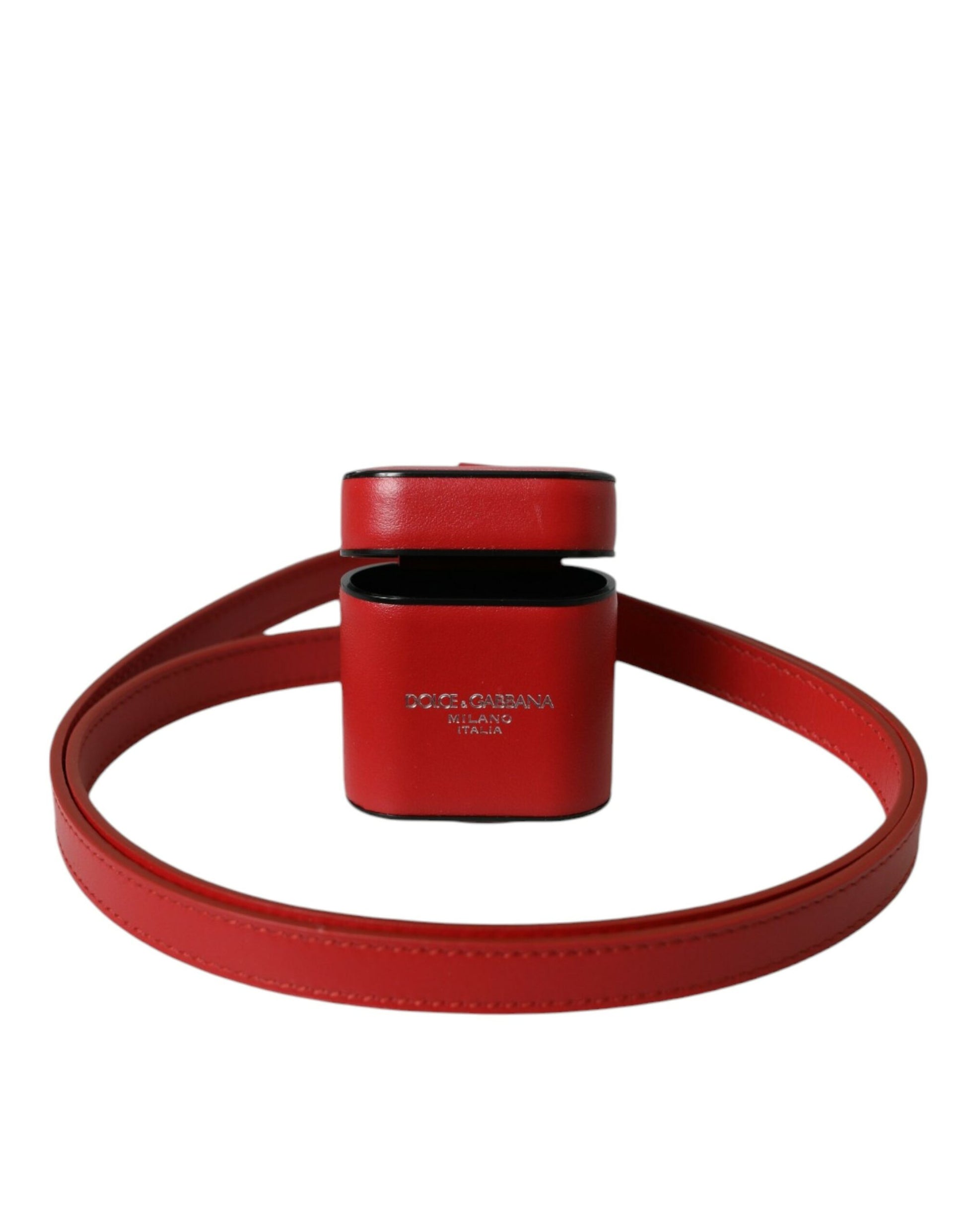Rotes Kalbsleder-Logo-Print-Band für Herren-Airpods-Hülle