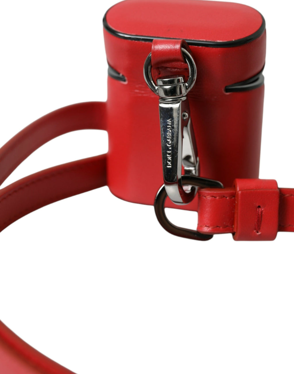 Rotes Kalbsleder-Logo-Print-Band für Herren-Airpods-Hülle