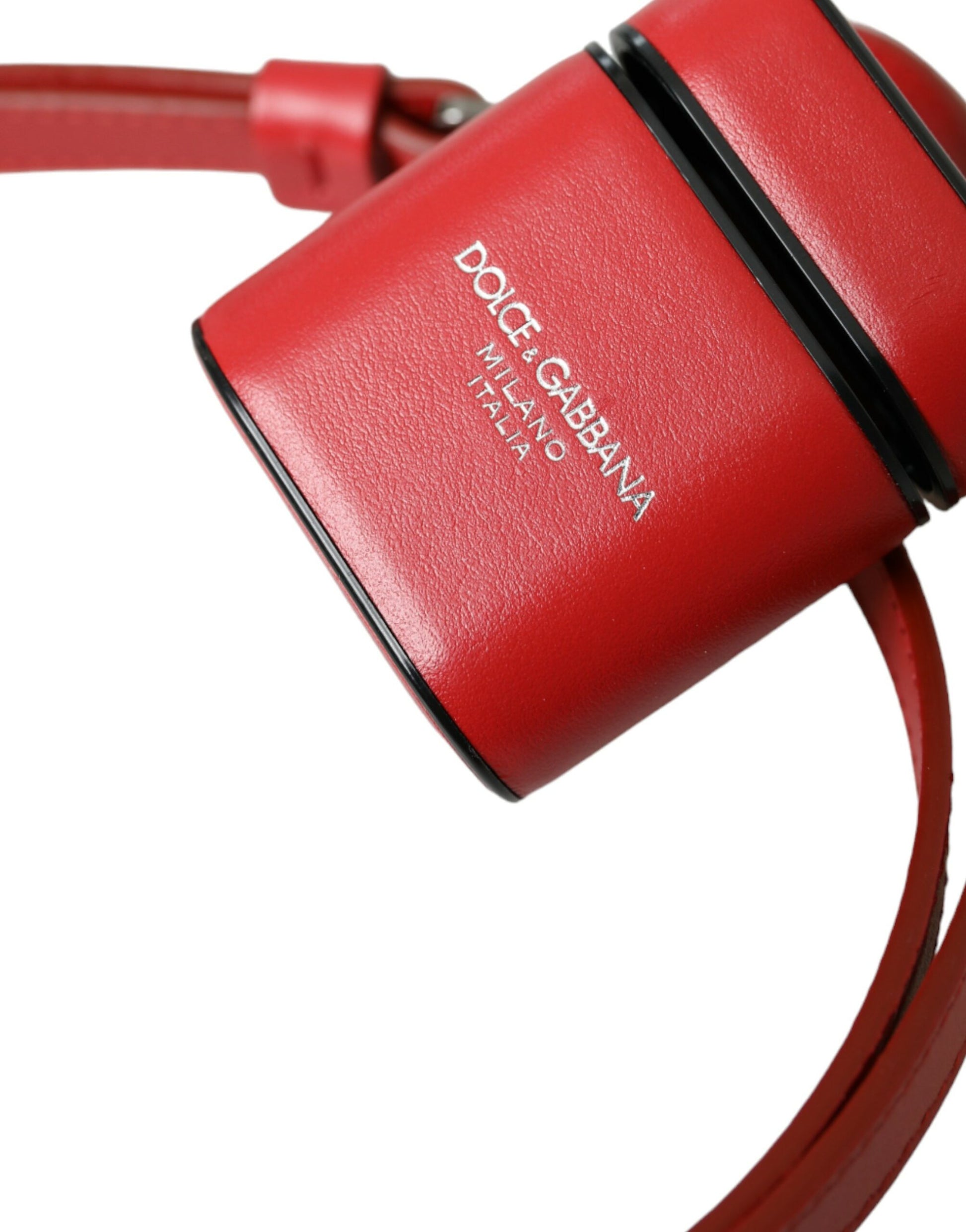 Rotes Kalbsleder-Logo-Print-Band für Herren-Airpods-Hülle