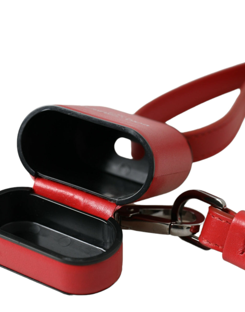 Rotes Kalbsleder-Logo-Print-Band für Herren-Airpods-Hülle