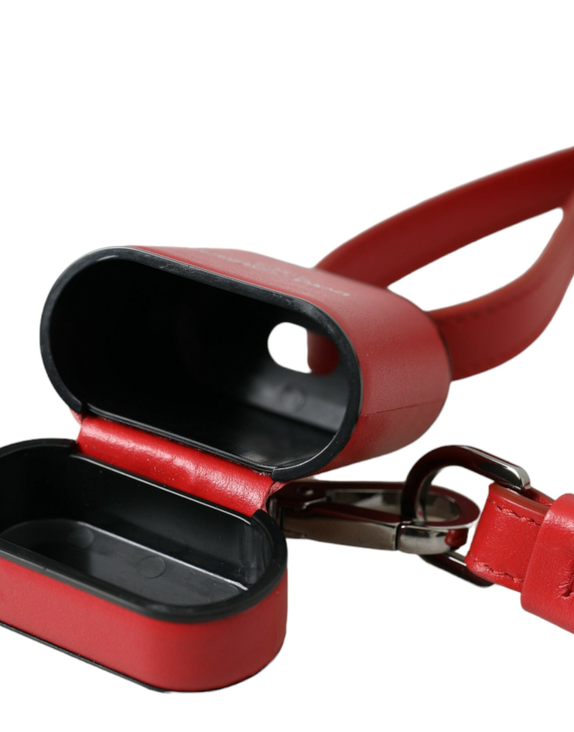 Rotes Kalbsleder-Logo-Print-Band für Herren-Airpods-Hülle