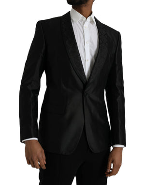 Schwarzer MARTINI Einreihiger Mantelblazer