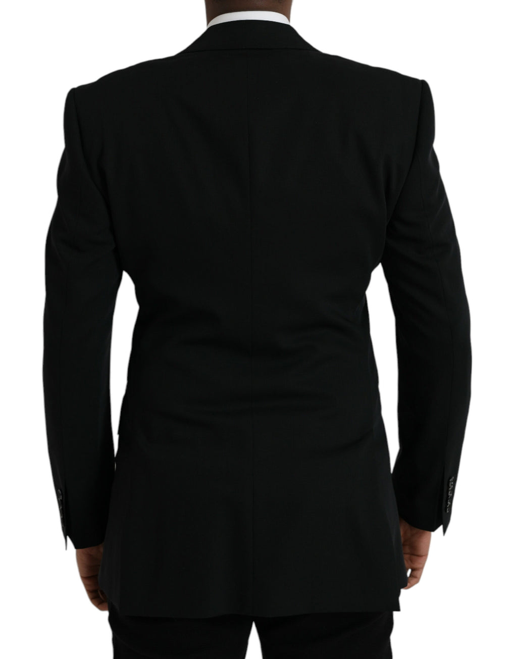 Schwarzer einreihiger Blazer aus Wolle mit Spitze