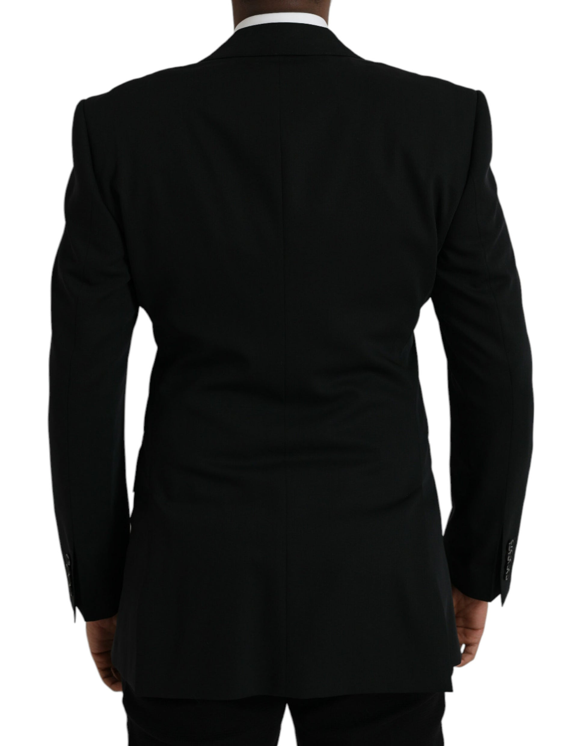 Schwarzer einreihiger Blazer aus Wolle mit Spitze