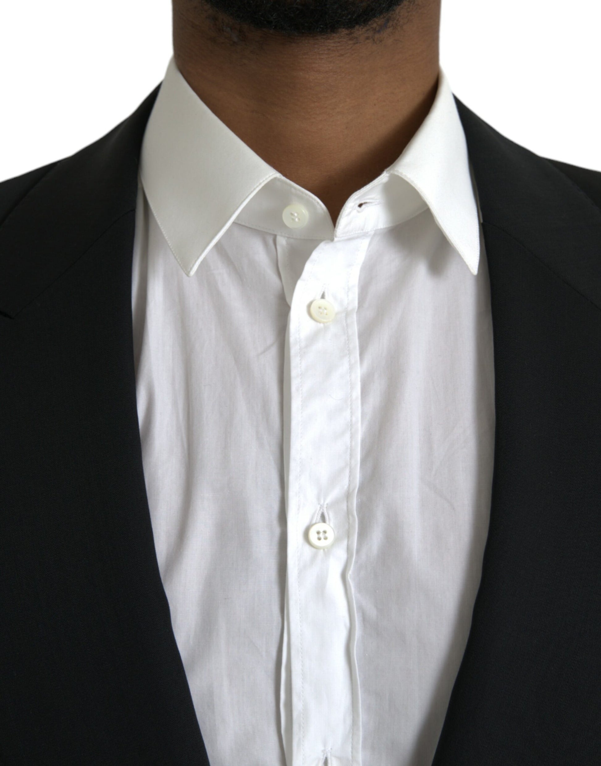 Schwarzer einreihiger Blazer aus Wolle mit Spitze