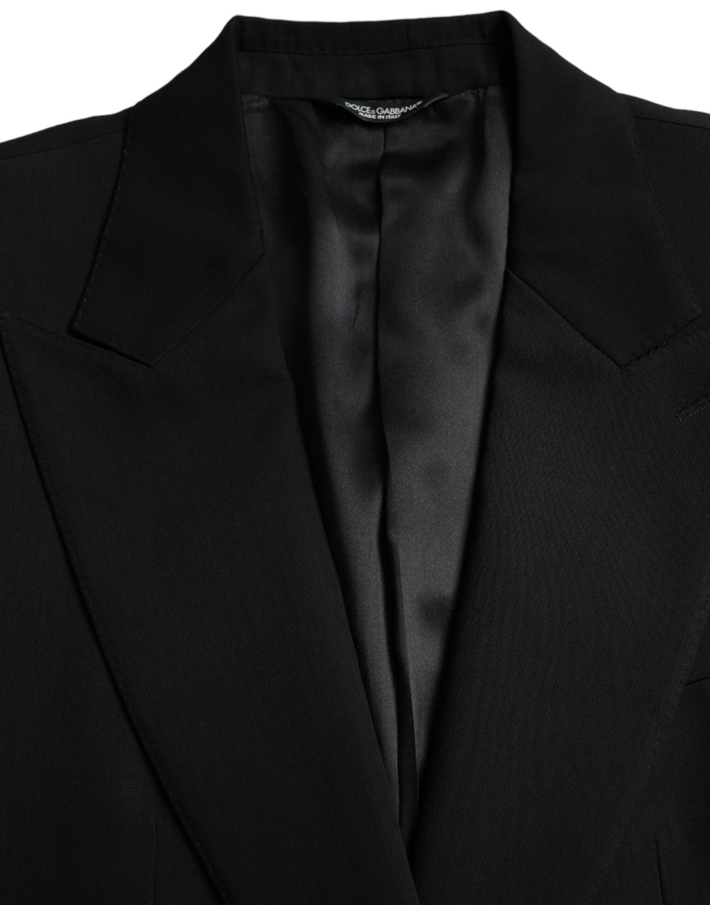 Schwarzer einreihiger Blazer aus Wolle mit Spitze