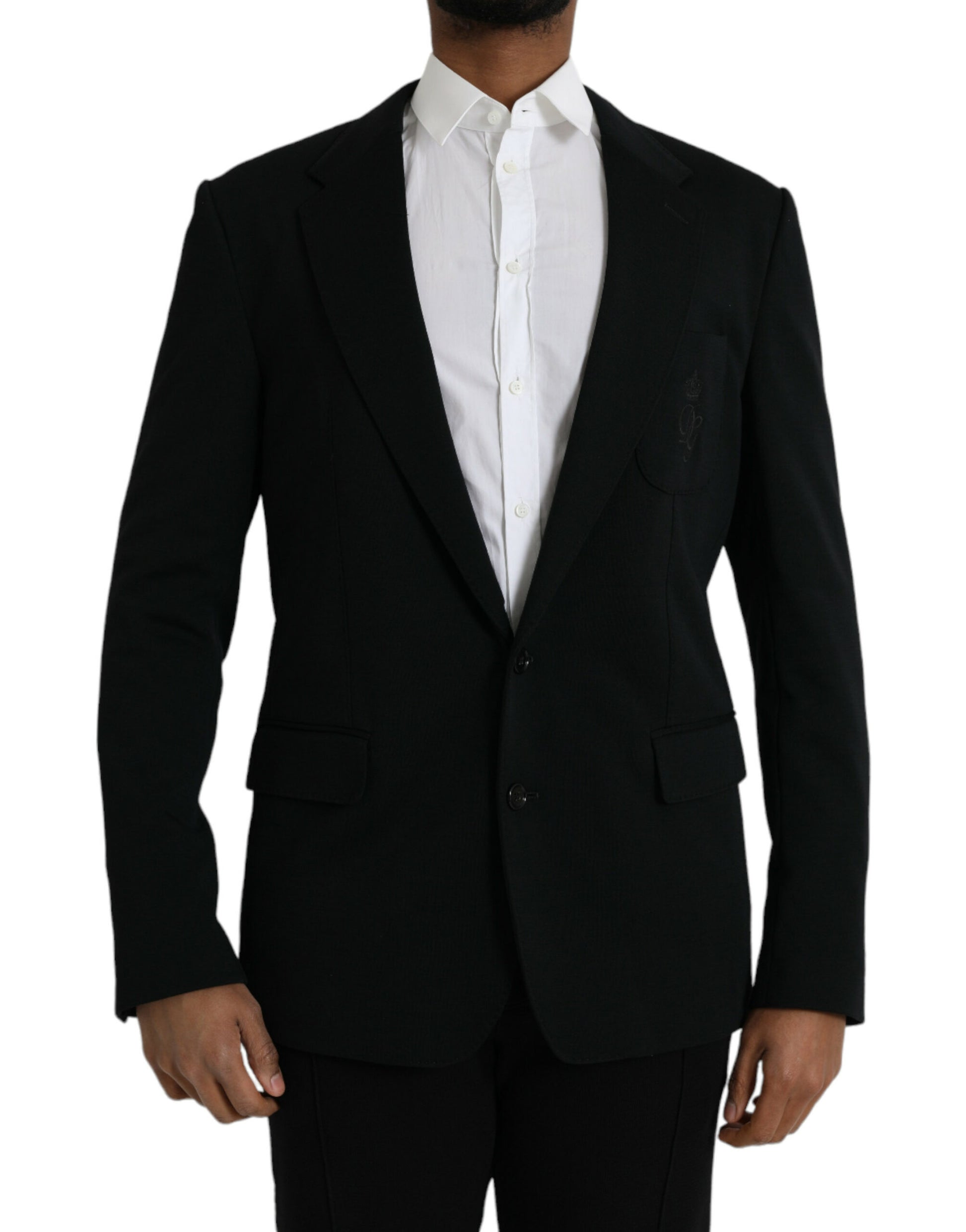 Schwarzer einreihiger Blazer aus Wolle