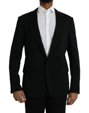 Schwarzer einreihiger Blazer aus Wolle