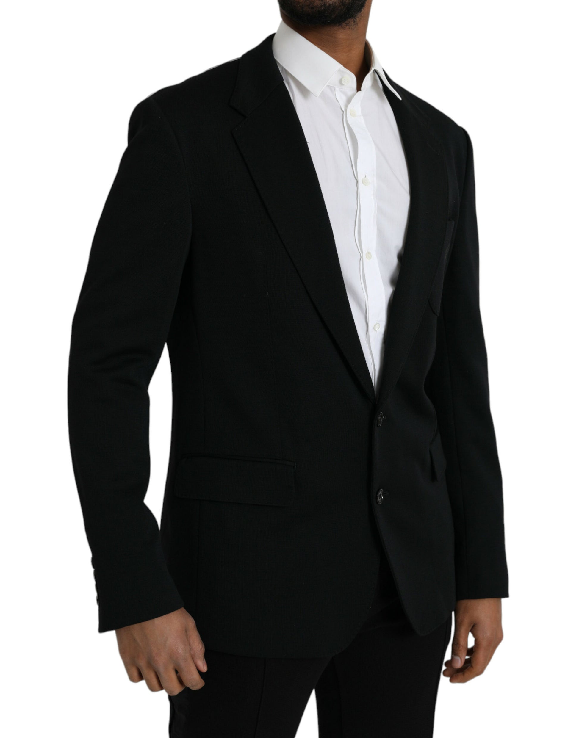 Schwarzer einreihiger Blazer aus Wolle
