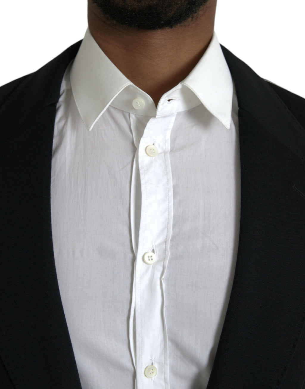 Schwarzer einreihiger Blazer aus Wolle