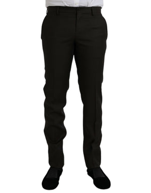 Dunkelbraune Slim Fit-Anzughose aus Wolle