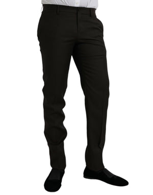 Dunkelbraune Slim Fit-Anzughose aus Wolle
