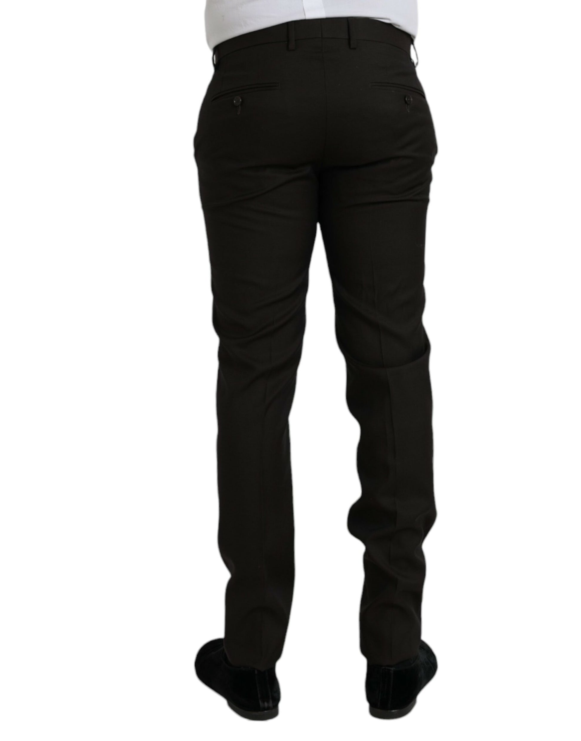 Dunkelbraune Slim Fit-Anzughose aus Wolle