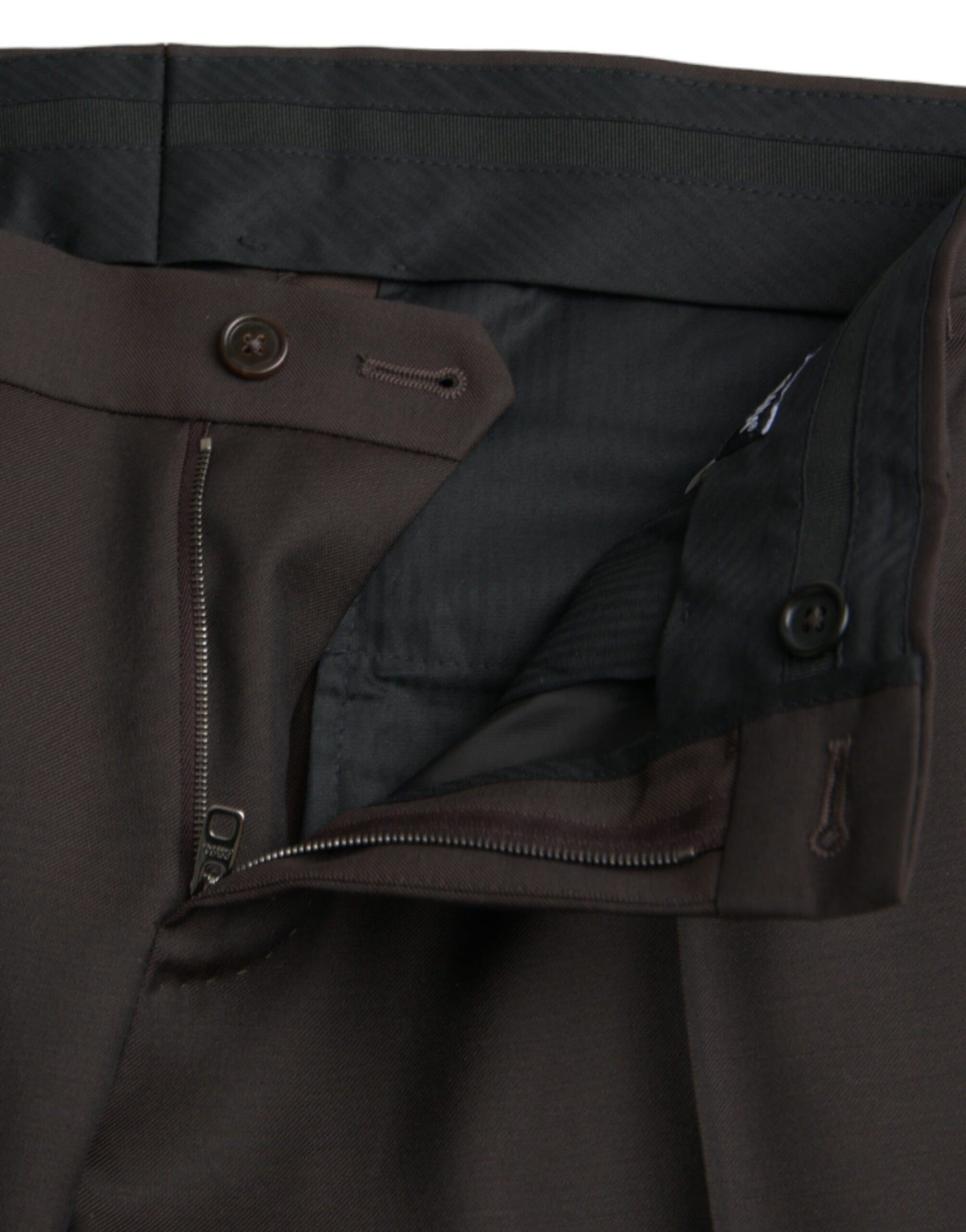 Dunkelbraune Slim Fit-Anzughose aus Wolle