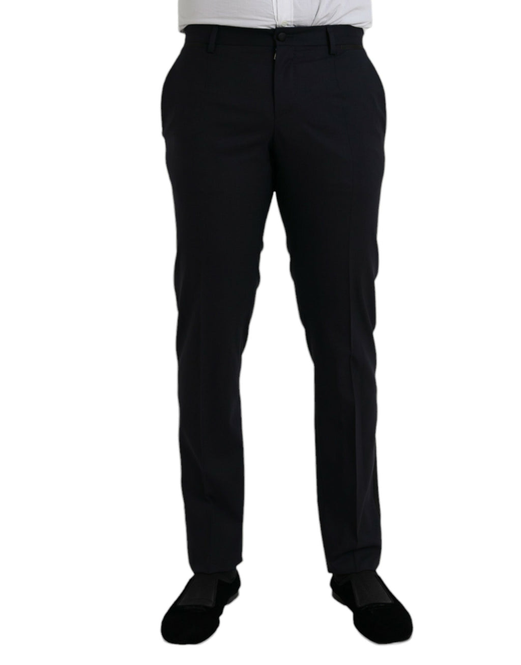 Dunkelblaue Slim Fit Anzughose aus Wolle