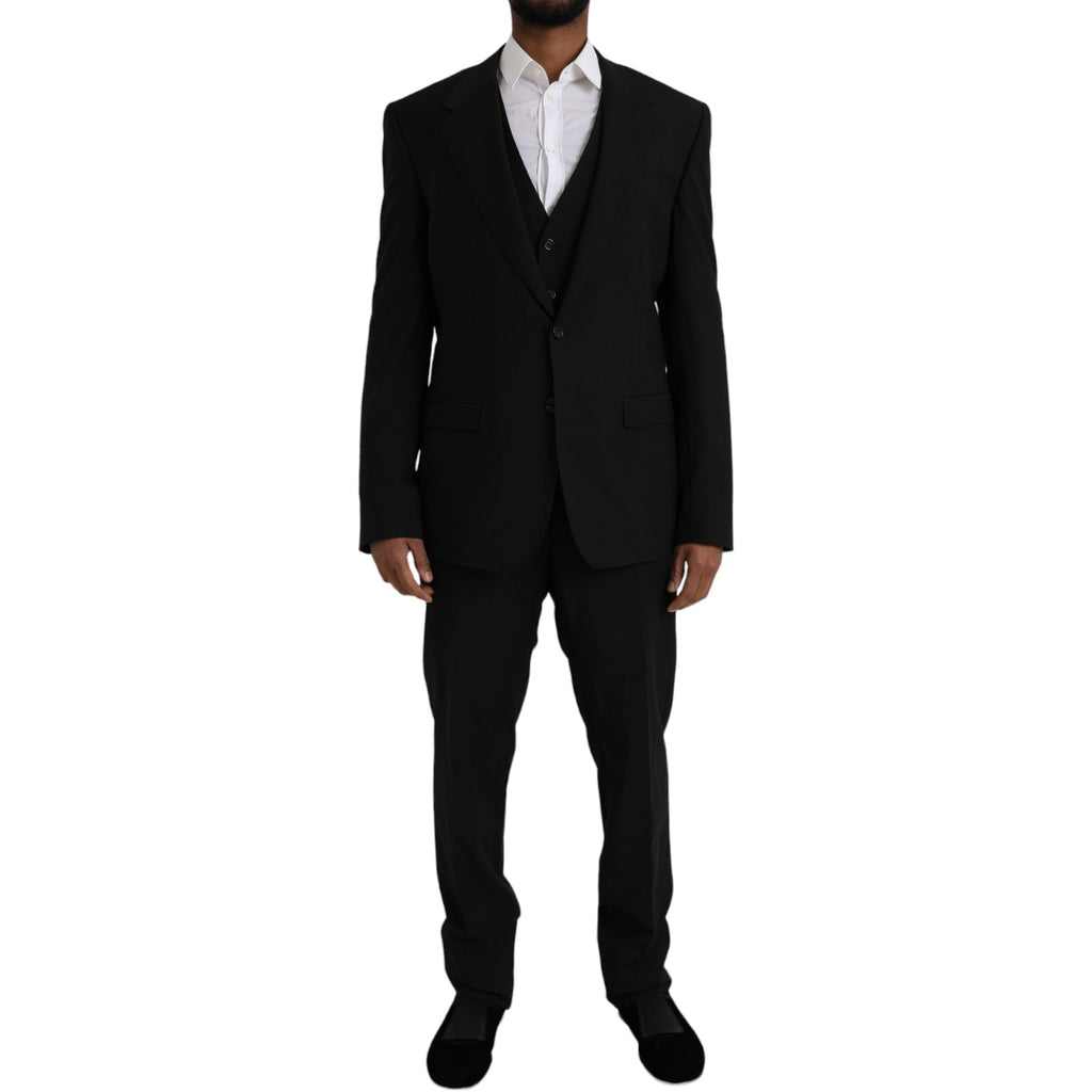 Schwarzer STAFF-Formeller 3-teiliger Anzug aus Polyester