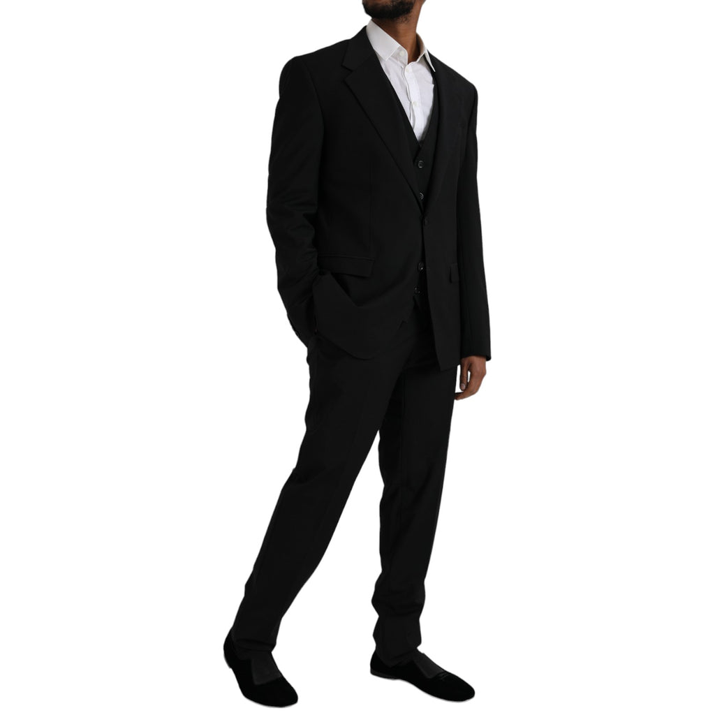 Schwarzer STAFF-Formeller 3-teiliger Anzug aus Polyester