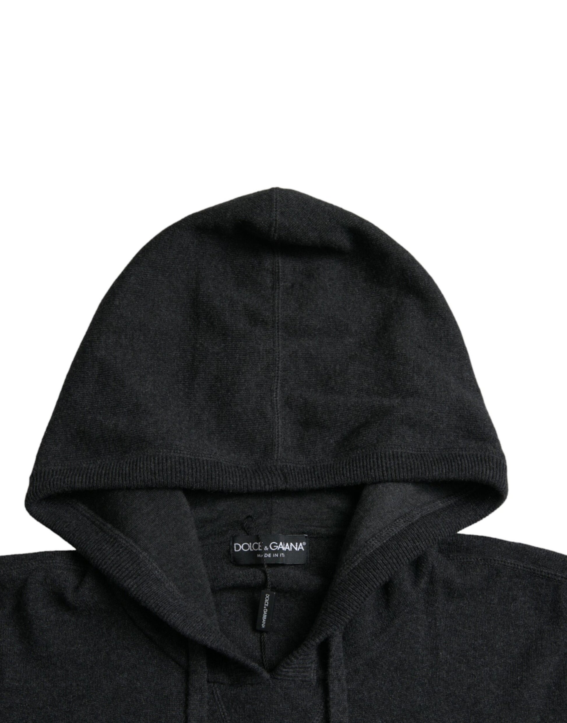 Dunkelgrauer Kaschmir-Kapuzenpullover