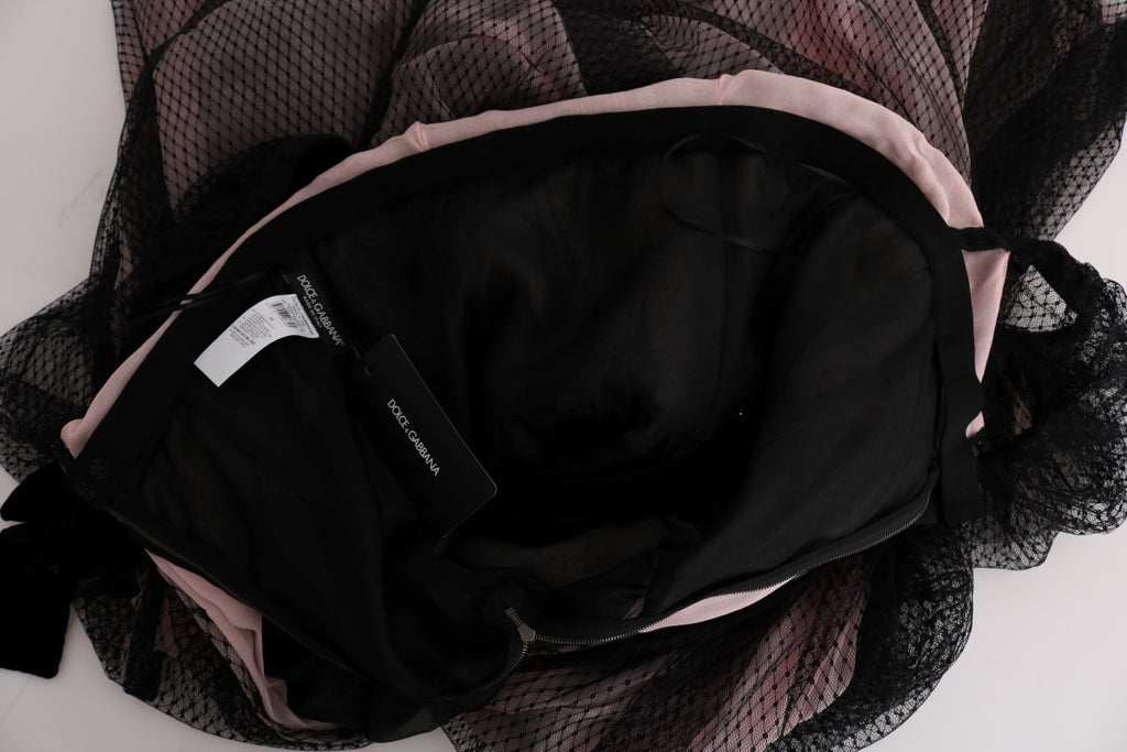 Black Pink Silk Long Shift Dress