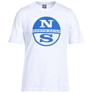Strahlend weißes Baumwoll-T-Shirt mit Logo