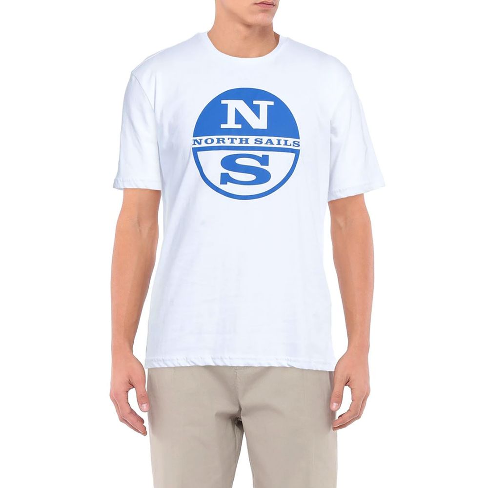 Strahlend weißes Baumwoll-T-Shirt mit Logo