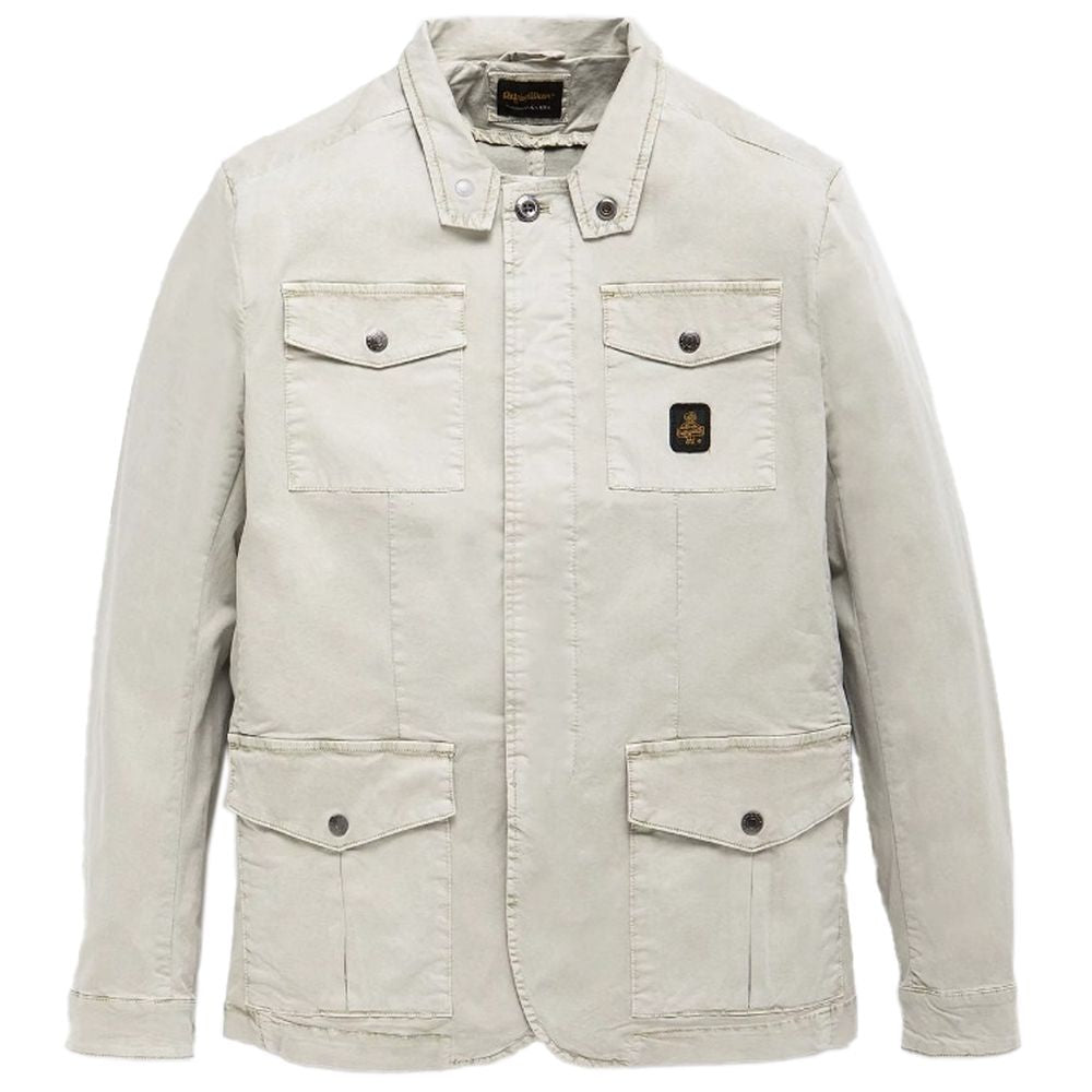 Elegante beige Baumwolljacke mit vier Taschen