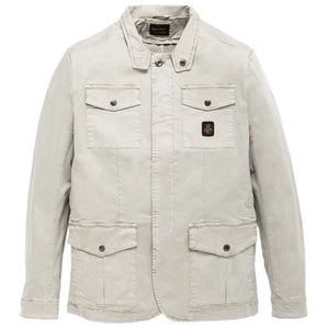 Elegante beige Baumwolljacke mit vier Taschen
