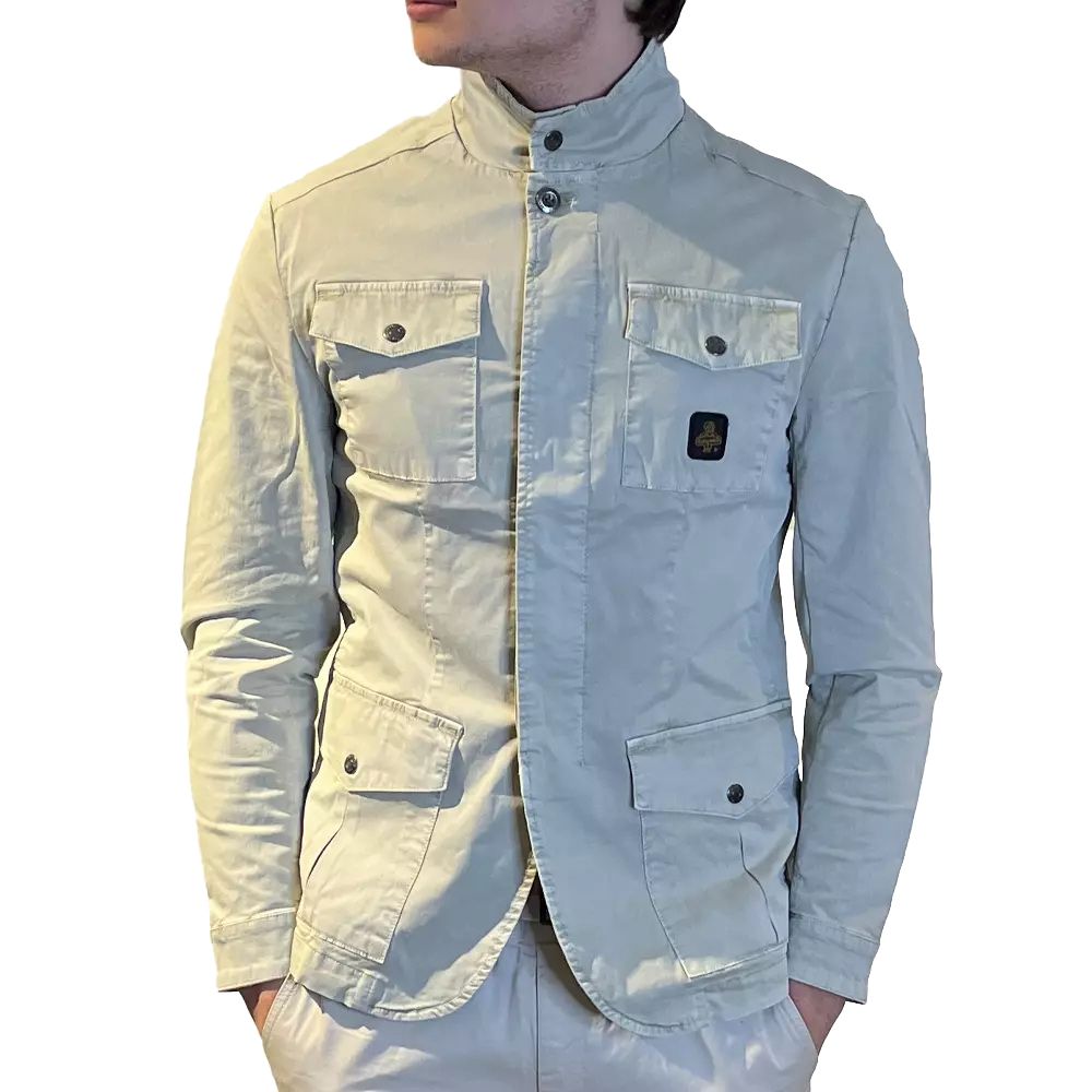 Elegante beige Baumwolljacke mit vier Taschen