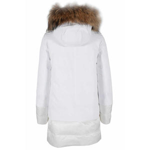 Schicke gesteppte Nylon-Daunenjacke mit Fellkapuze
