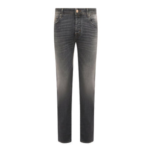 Elegante Jeans aus Stretch-Baumwolle in normaler Passform in Grau