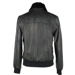 Elegante schwarze Lederjacke mit Reißverschluss