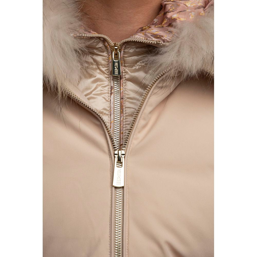 Beige Polyamid Damenjacke
