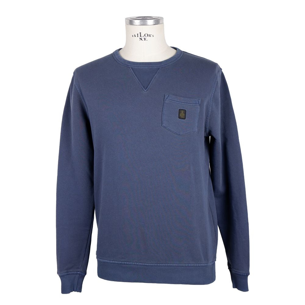 Blauer Herrenpullover aus Baumwolle mit Brusttasche