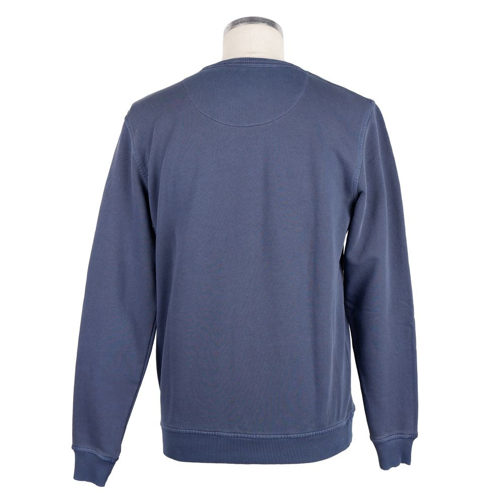 Blauer Herrenpullover aus Baumwolle mit Brusttasche
