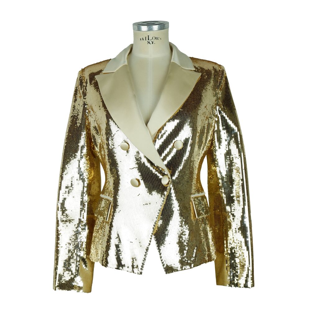 Schicke gelbe Zweireiherjacke mit Pailletten