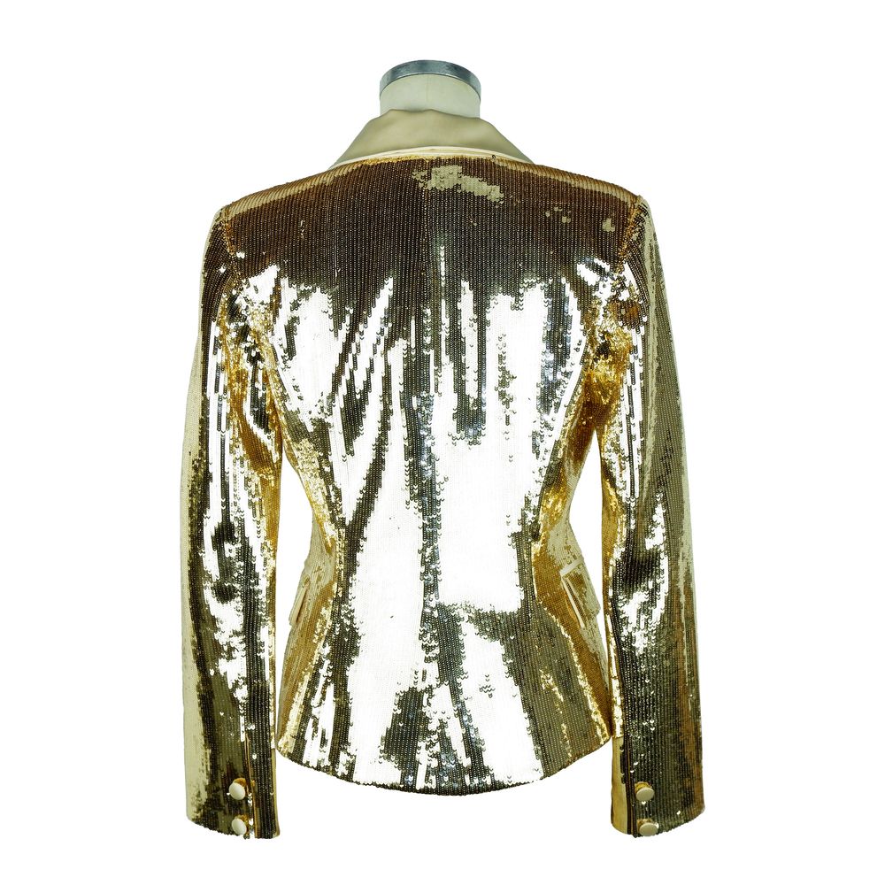 Schicke gelbe Zweireiherjacke mit Pailletten
