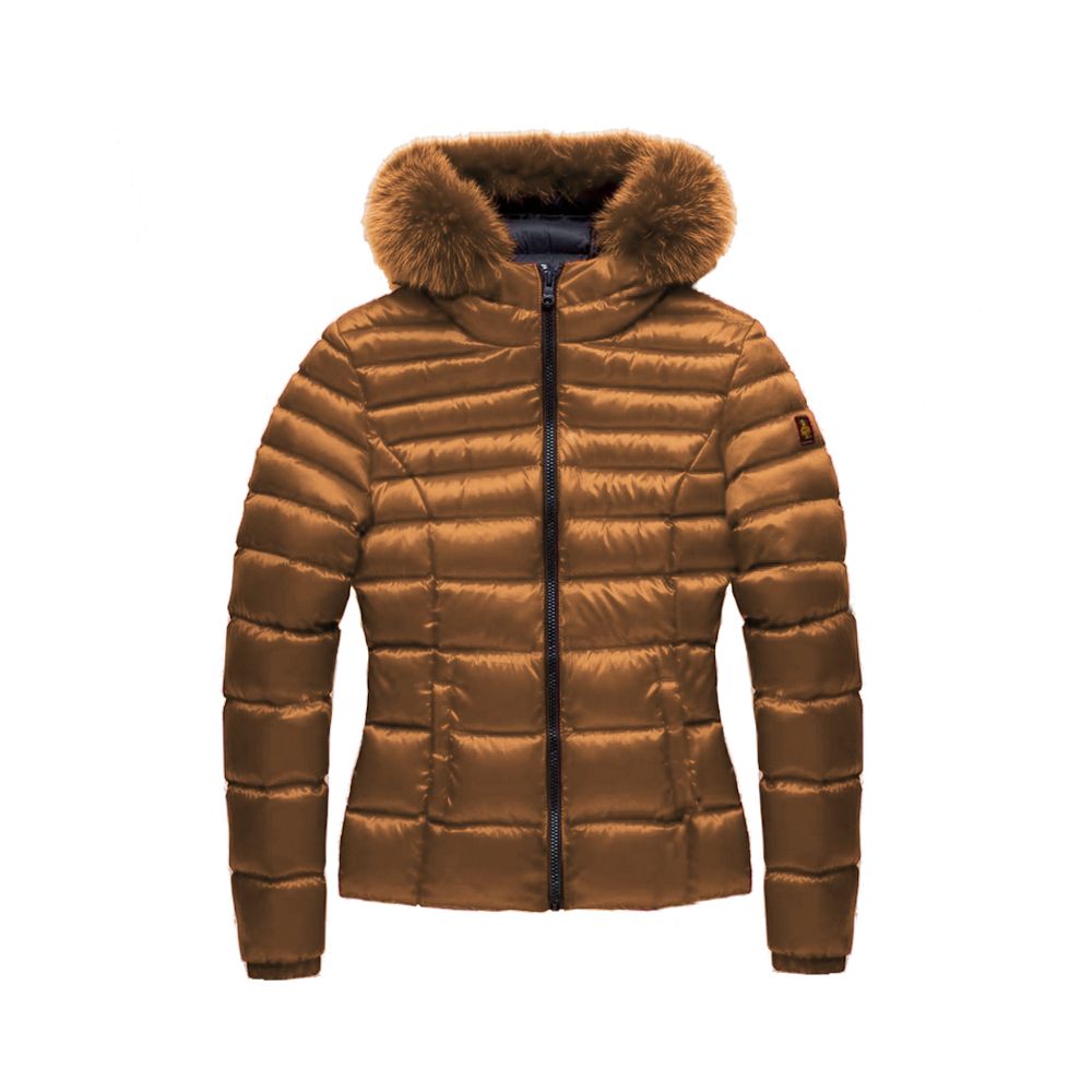 Braune Polyamid-Damenjacke
