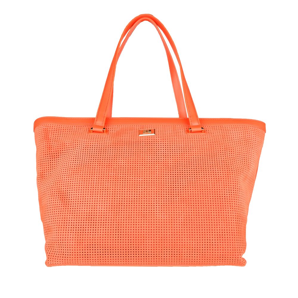 Orangefarbene Damenhandtasche aus Kalbsleder