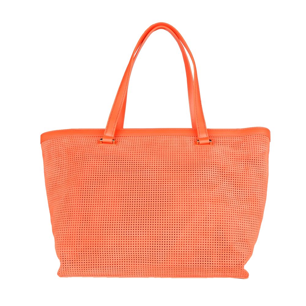 Orangefarbene Damenhandtasche aus Kalbsleder