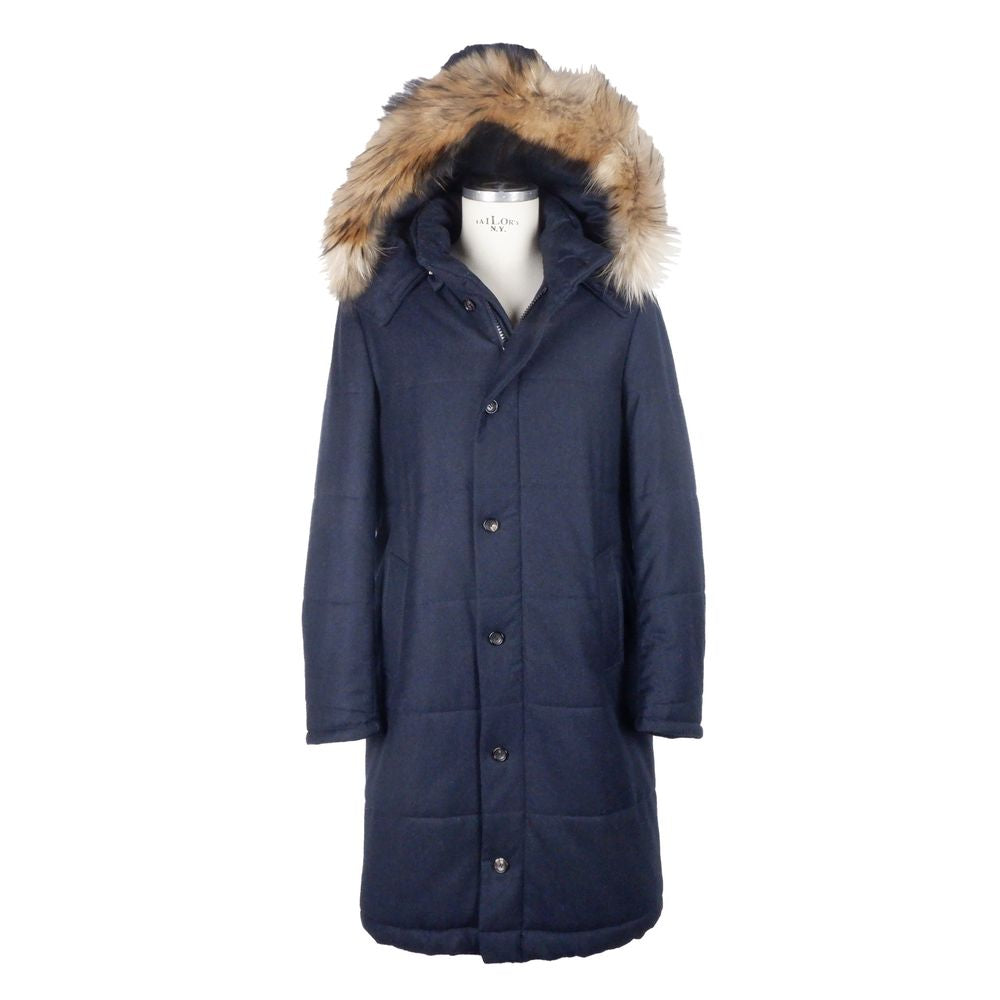 Blauer Wollregenmantel für Herren