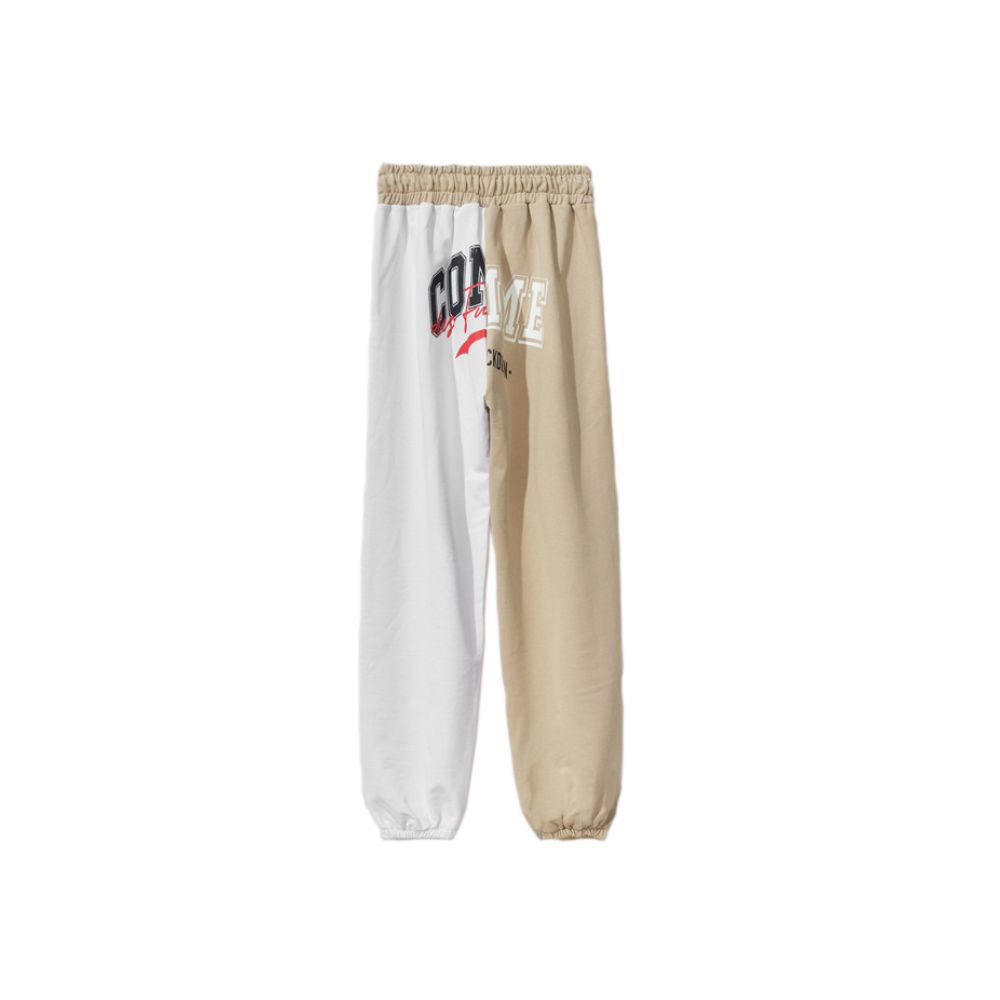 Schicke beige zweifarbige Jogginghose mit Kordelzug