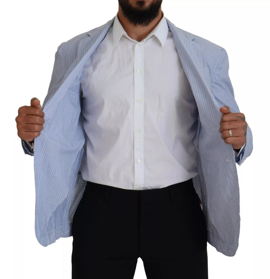 Blau gestreifter, einreihiger Blazer
