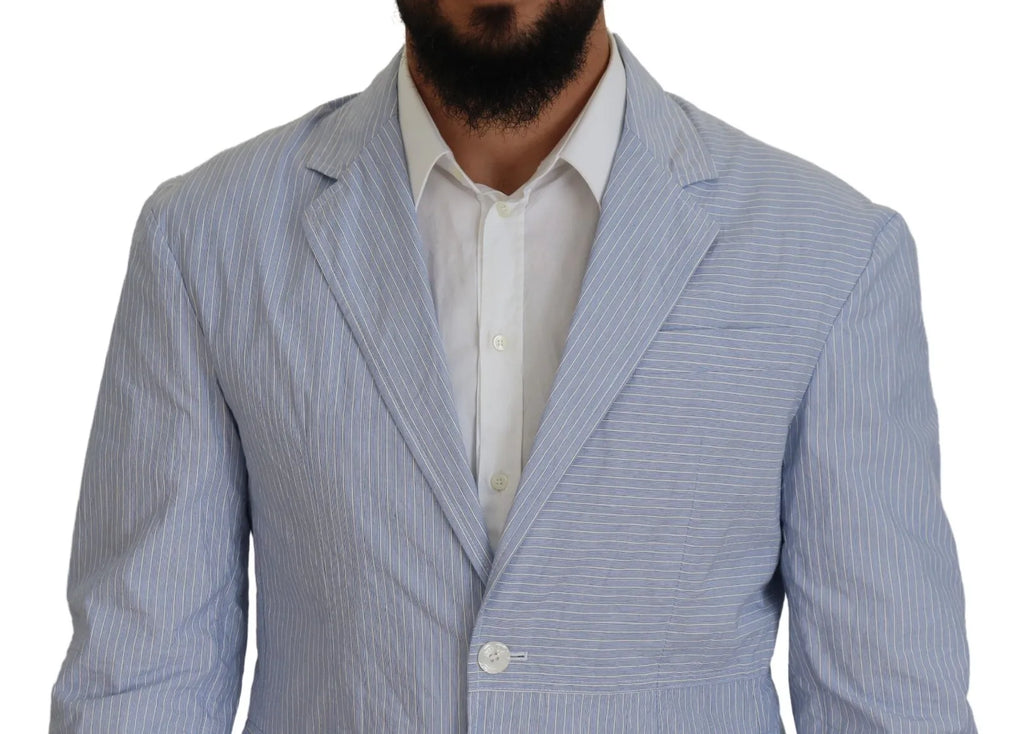 Blau gestreifter, einreihiger Blazer