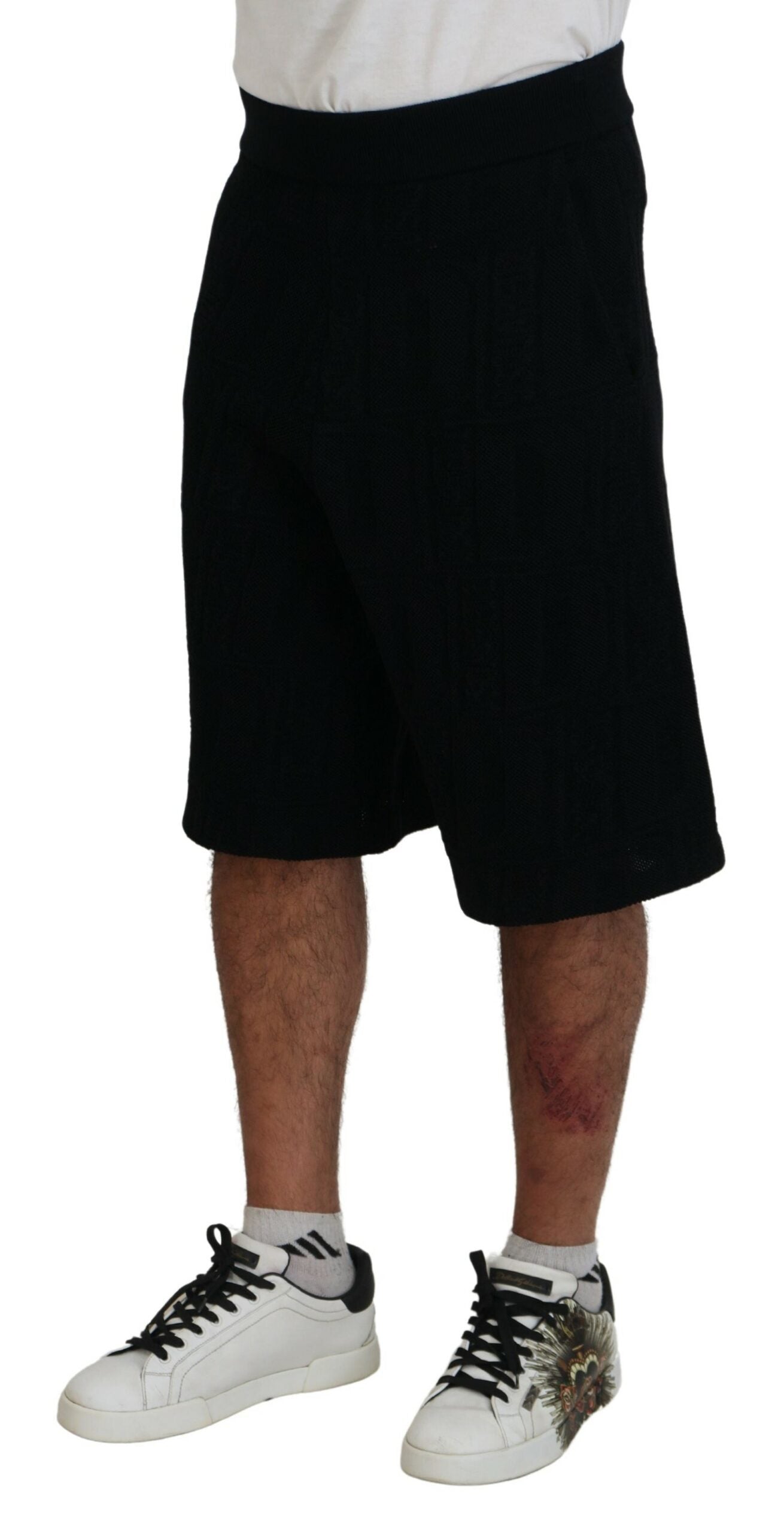 Schwarze, einfarbige, lässige Bermudashorts für Herren